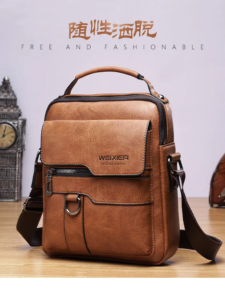 2021 New Men's Messenger Bag Brand designer PU Leather Retro Large-capacity Shoulder Bag Man Handbag Travel Backpack Sac à main