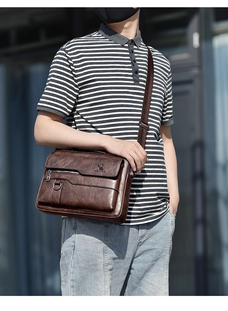 2021 New Men's Messenger Bag Brand designer PU Leather Retro Large-capacity Shoulder Bag Man Handbag Travel Backpack Sac à main
