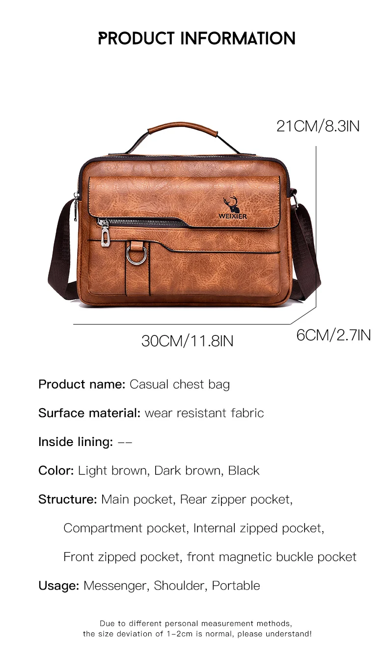2021 New Men's Messenger Bag Brand designer PU Leather Retro Large-capacity Shoulder Bag Man Handbag Travel Backpack Sac à main