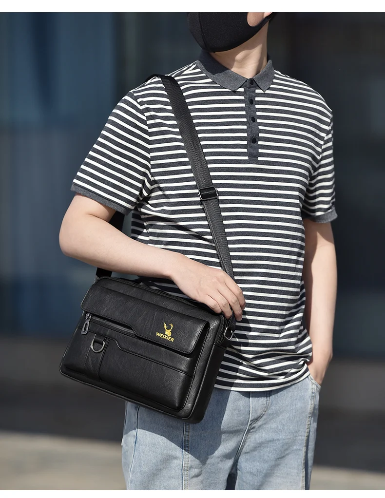 2021 New Men's Messenger Bag Brand designer PU Leather Retro Large-capacity Shoulder Bag Man Handbag Travel Backpack Sac à main
