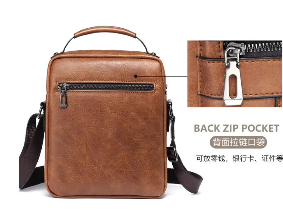 2021 New Men's Messenger Bag Brand designer PU Leather Retro Large-capacity Shoulder Bag Man Handbag Travel Backpack Sac à main