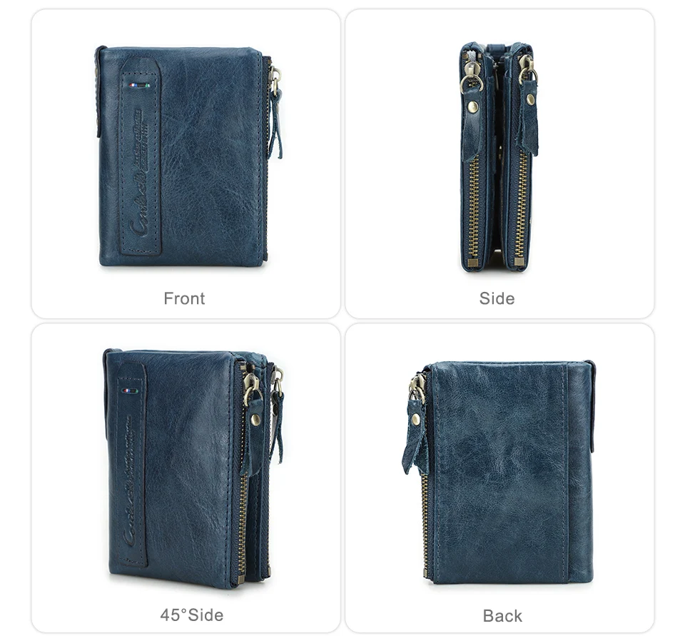 Contact‘S Genuine Leather Fashion Short Wallet Women Small Hasp Photo Card Holder Wallets for Women Female Coin Purse