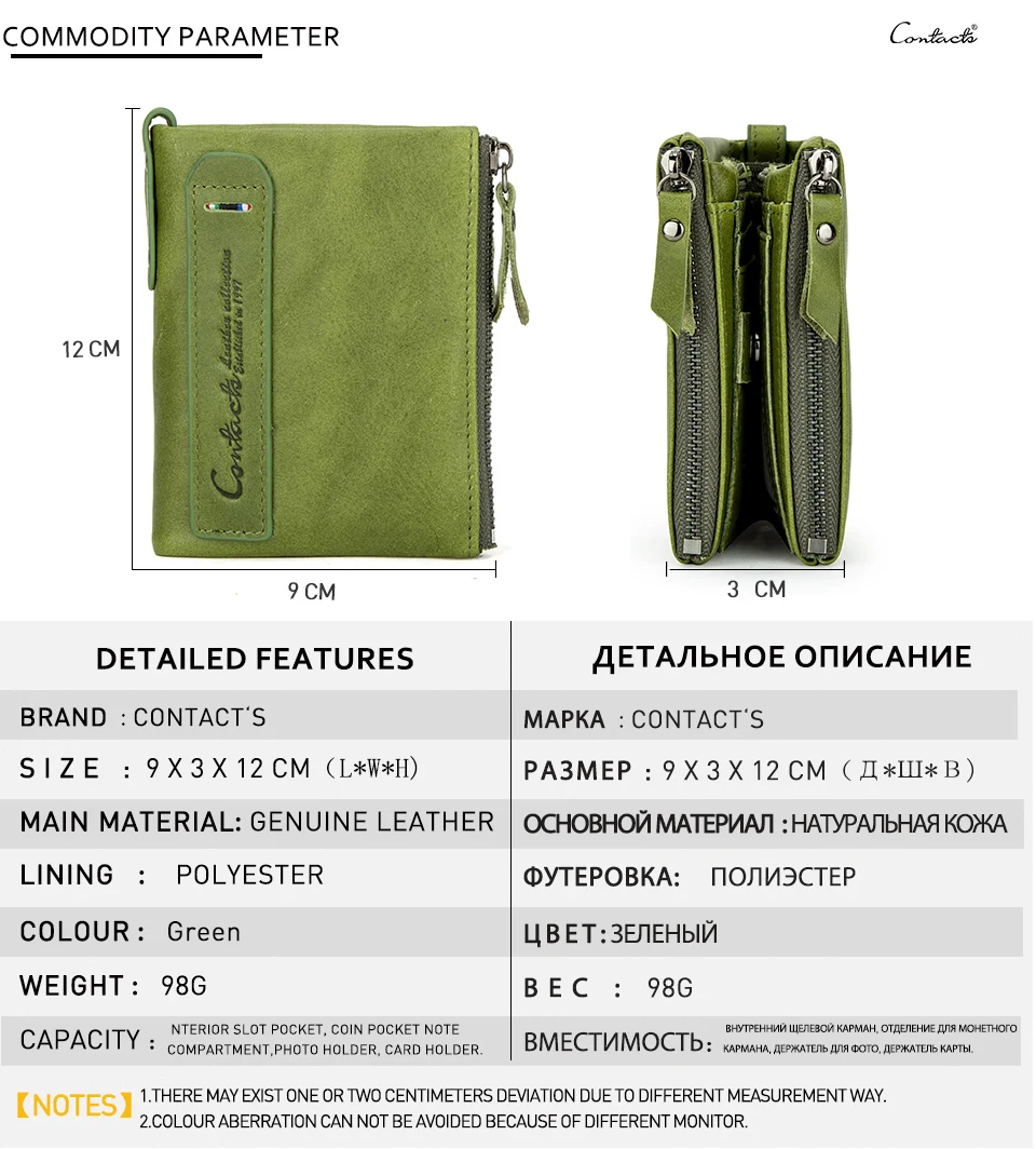 Contact‘S Genuine Leather Fashion Short Wallet Women Small Hasp Photo Card Holder Wallets for Women Female Coin Purse