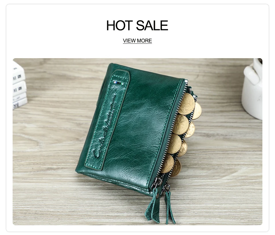 Contact‘S Genuine Leather Fashion Short Wallet Women Small Hasp Photo Card Holder Wallets for Women Female Coin Purse