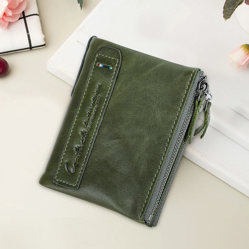 Contact‘S Genuine Leather Fashion Short Wallet Women Small Hasp Photo Card Holder Wallets for Women Female Coin Purse