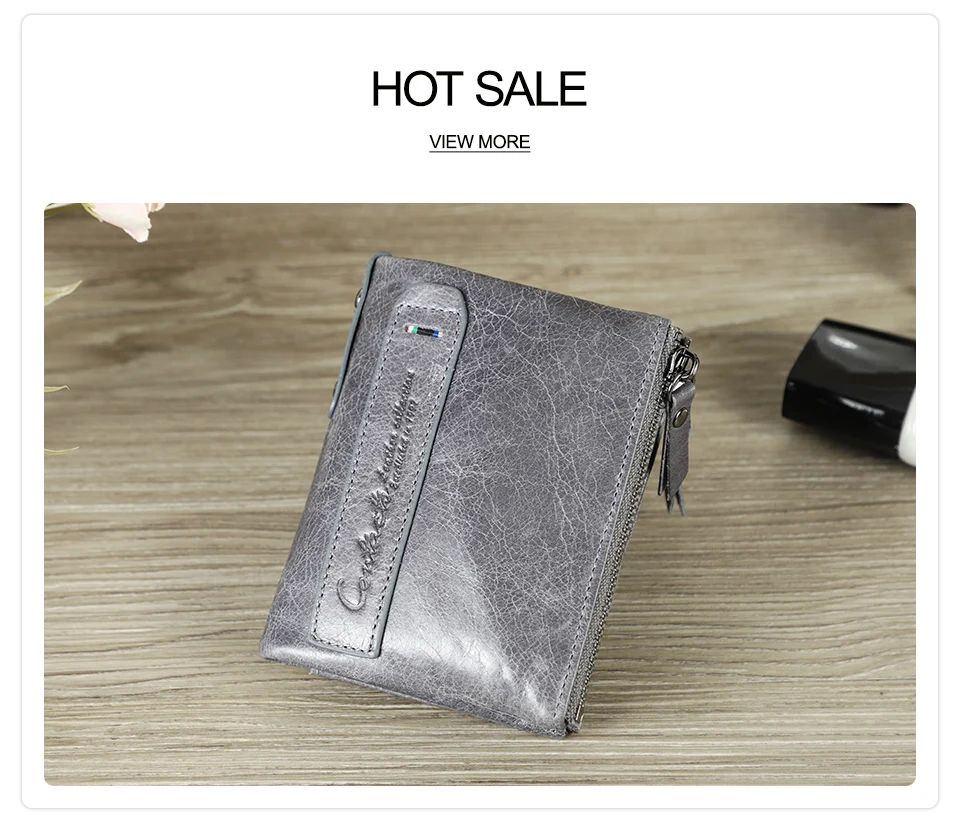 Contact‘S Genuine Leather Fashion Short Wallet Women Small Hasp Photo Card Holder Wallets for Women Female Coin Purse