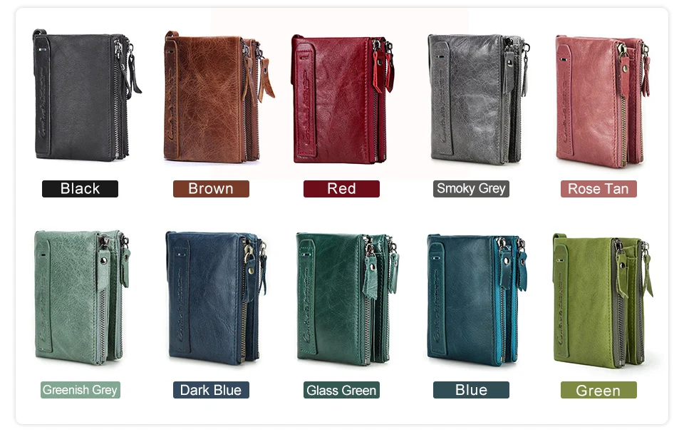 Contact‘S Genuine Leather Fashion Short Wallet Women Small Hasp Photo Card Holder Wallets for Women Female Coin Purse