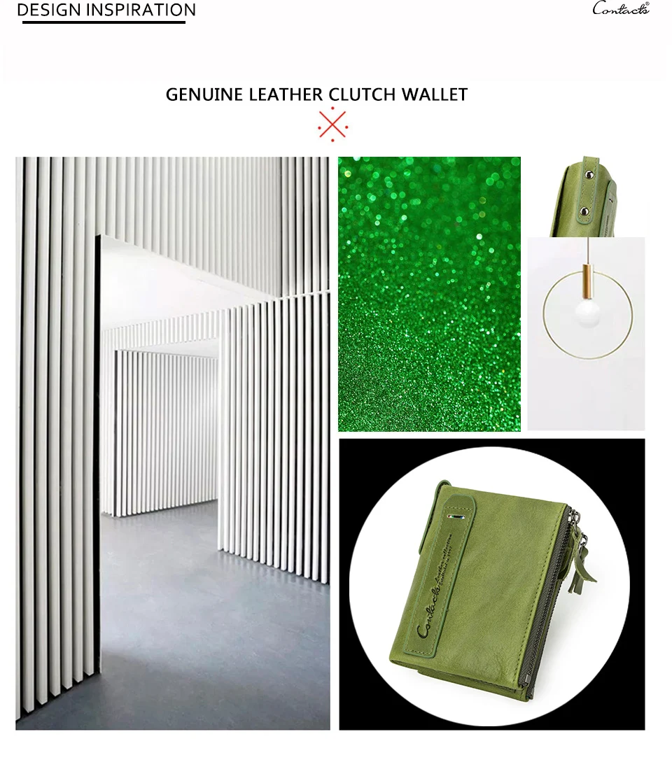 Contact‘S Genuine Leather Fashion Short Wallet Women Small Hasp Photo Card Holder Wallets for Women Female Coin Purse