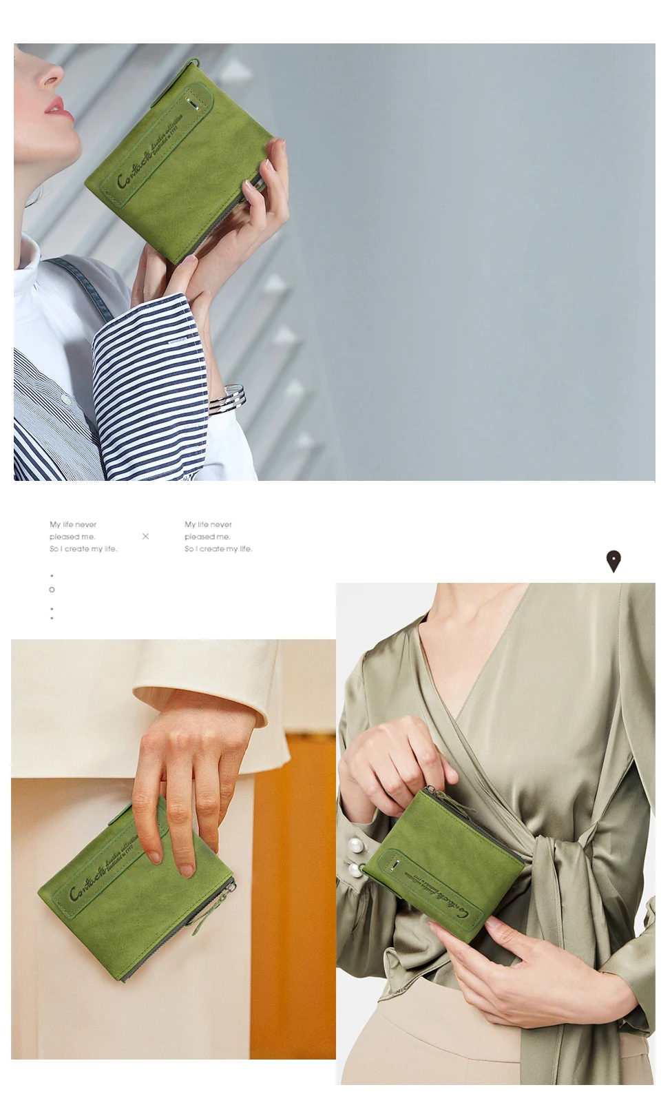 Contact‘S Genuine Leather Fashion Short Wallet Women Small Hasp Photo Card Holder Wallets for Women Female Coin Purse