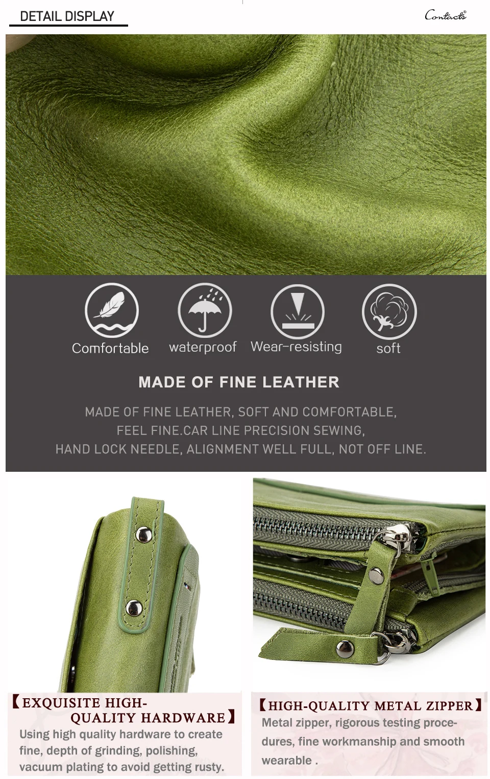 Contact‘S Genuine Leather Fashion Short Wallet Women Small Hasp Photo Card Holder Wallets for Women Female Coin Purse