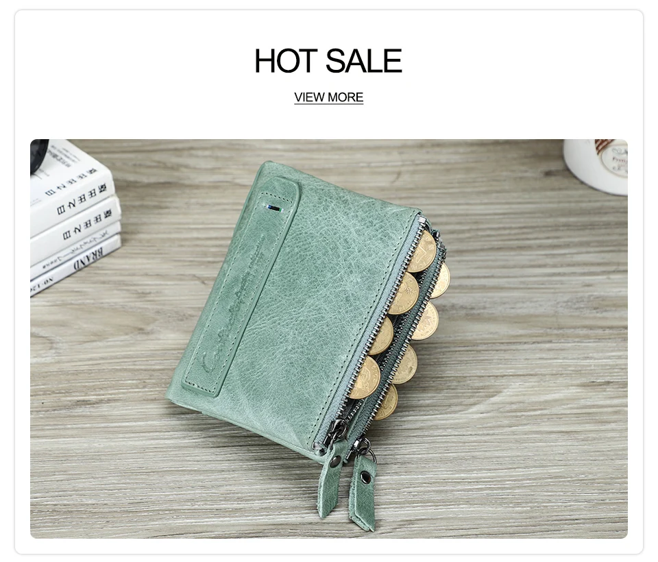 Contact‘S Genuine Leather Fashion Short Wallet Women Small Hasp Photo Card Holder Wallets for Women Female Coin Purse