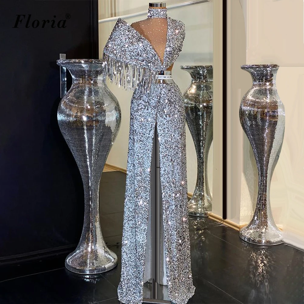 Middle East Sequins Prom Dresses For Women 2020 Sparkly Sexy Evening Dresses Long Mermaid Cocktail Party Gowns Robe Femme