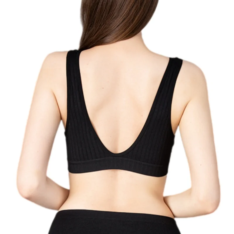 Women Push-Up Bra Deep V Ribbed Bralette Seamless Padded & Unlined Bra Two Versions Underwear Top Female Sexy Lingerie S-XL