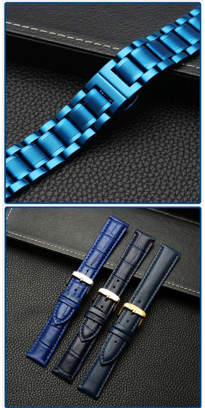 Genuine leather bracelet blue color watch-Strapfor citi-zen ro-ssini watchband14 16 18 20mm 21 22mm 23mm watch bandwholesale