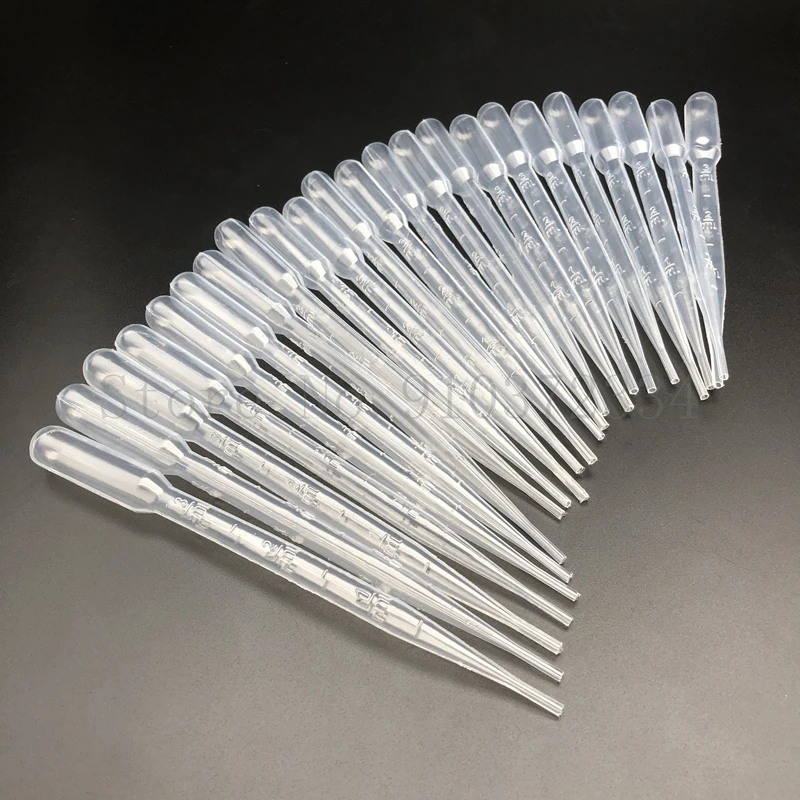 200pcs Lab 0.2ml 0.5ml 1ml 2ml 3ml 3ml-L 5ml 10ml Plastic Pasteur Pipette Transfering Dropper for School Experiment