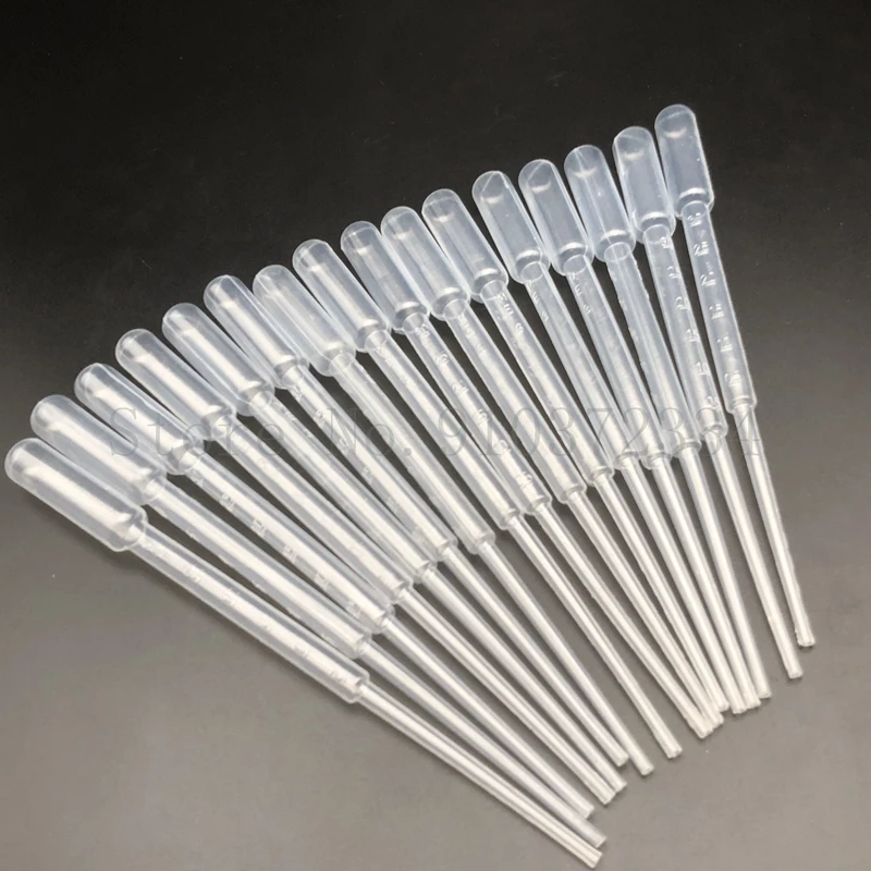 200pcs Lab 0.2ml 0.5ml 1ml 2ml 3ml 3ml-L 5ml 10ml Plastic Pasteur Pipette Transfering Dropper for School Experiment