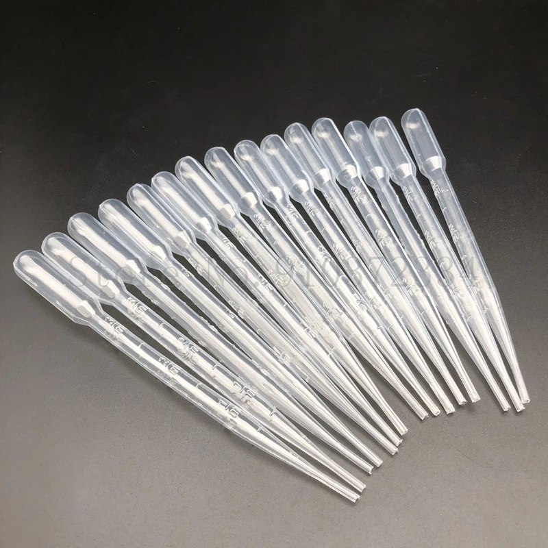 200pcs Lab 0.2ml 0.5ml 1ml 2ml 3ml 3ml-L 5ml 10ml Plastic Pasteur Pipette Transfering Dropper for School Experiment