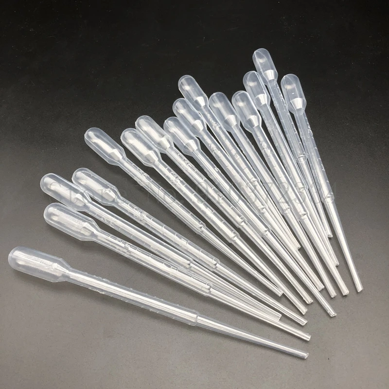 200pcs Lab 0.2ml 0.5ml 1ml 2ml 3ml 3ml-L 5ml 10ml Plastic Pasteur Pipette Transfering Dropper for School Experiment