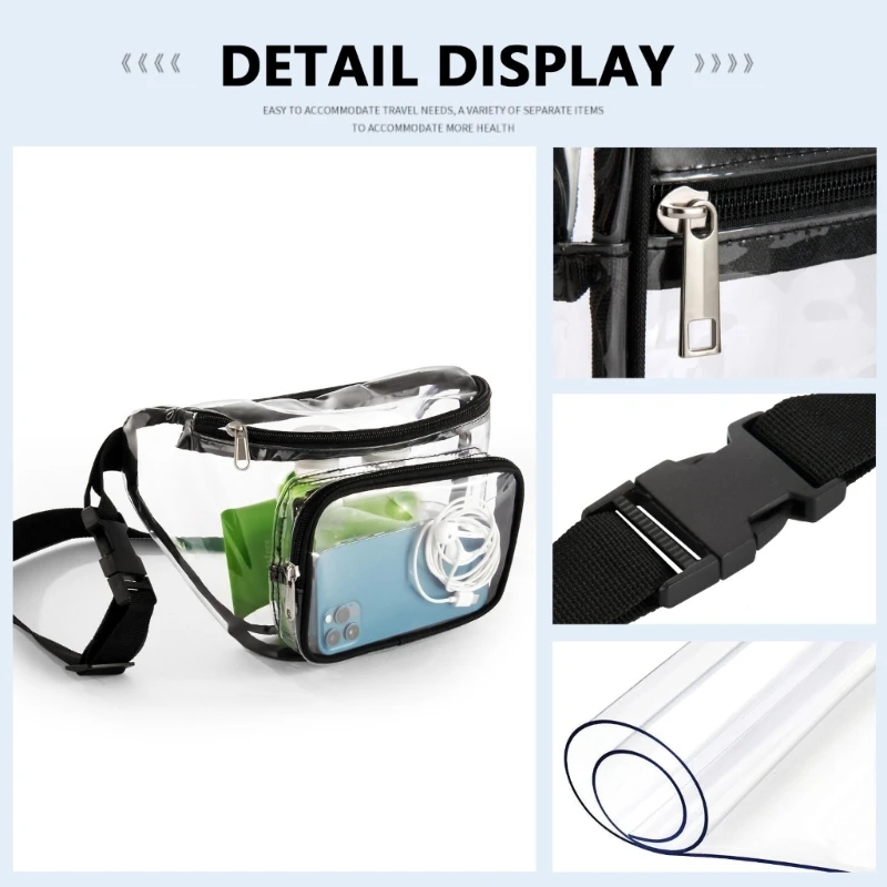 Transparent Waist Funny Pack Clear Sling Belt Bag PVC Portable Travel Hip Bum Small Purse Crossbody Shoulder Chest Phone Pouch