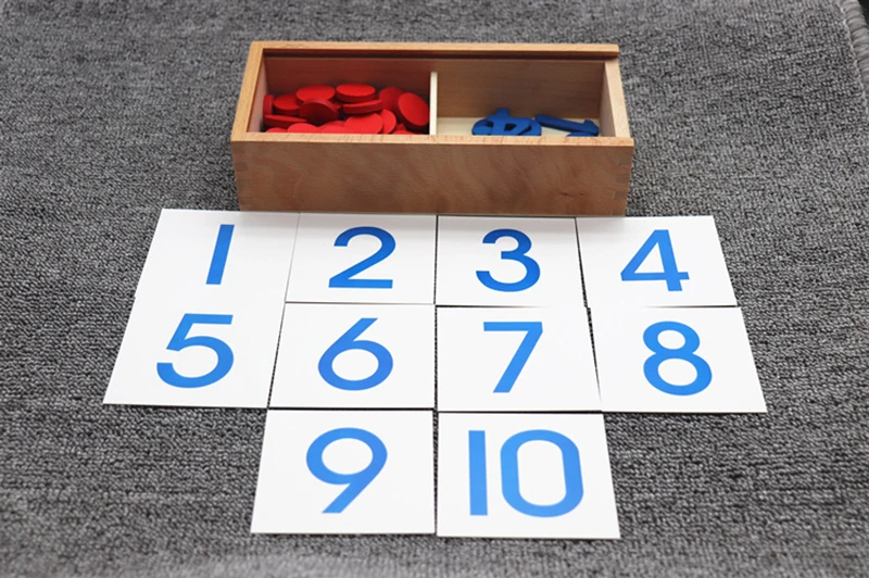 Kids Wooden Montessori Cognitive Cards Number Counting Math Game Educational Toys For Kids Early Childhood Preschool Training