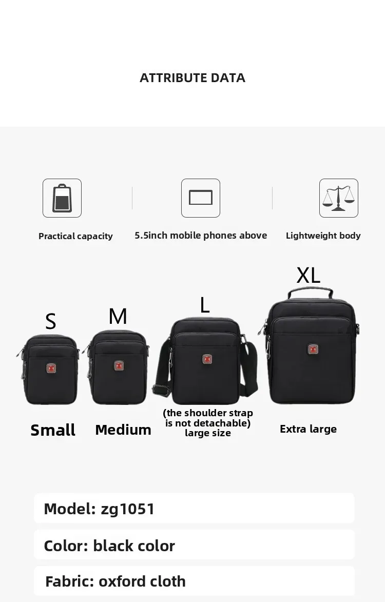 JANGEAR Men Shoulder Bag Casual Messenger Bags Waterproof Man Purse Zipper Crossbody Can Wear A Belt Multi-purpose Mini Belt Bag