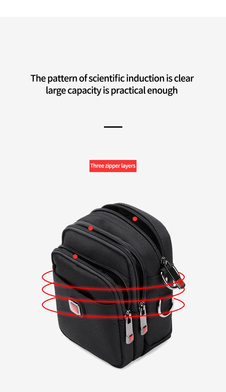 JANGEAR Men Shoulder Bag Casual Messenger Bags Waterproof Man Purse Zipper Crossbody Can Wear A Belt Multi-purpose Mini Belt Bag