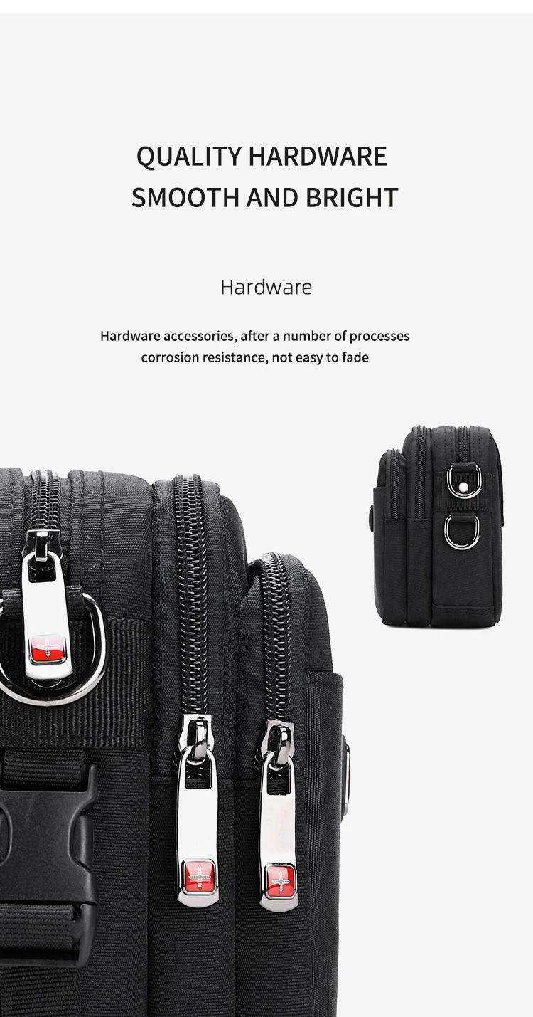 JANGEAR Men Shoulder Bag Casual Messenger Bags Waterproof Man Purse Zipper Crossbody Can Wear A Belt Multi-purpose Mini Belt Bag