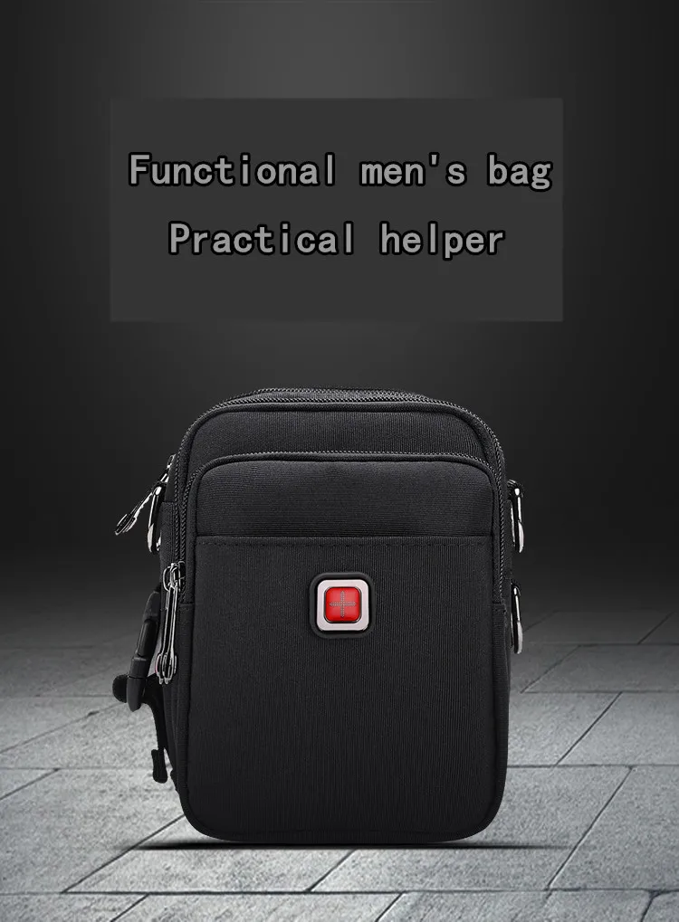 JANGEAR Men Shoulder Bag Casual Messenger Bags Waterproof Man Purse Zipper Crossbody Can Wear A Belt Multi-purpose Mini Belt Bag