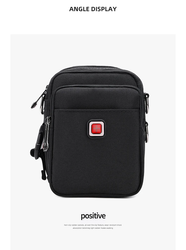 JANGEAR Men Shoulder Bag Casual Messenger Bags Waterproof Man Purse Zipper Crossbody Can Wear A Belt Multi-purpose Mini Belt Bag
