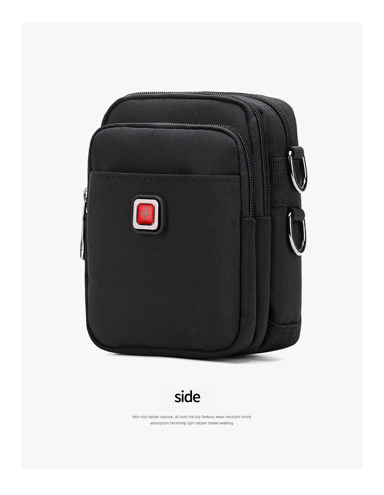 JANGEAR Men Shoulder Bag Casual Messenger Bags Waterproof Man Purse Zipper Crossbody Can Wear A Belt Multi-purpose Mini Belt Bag