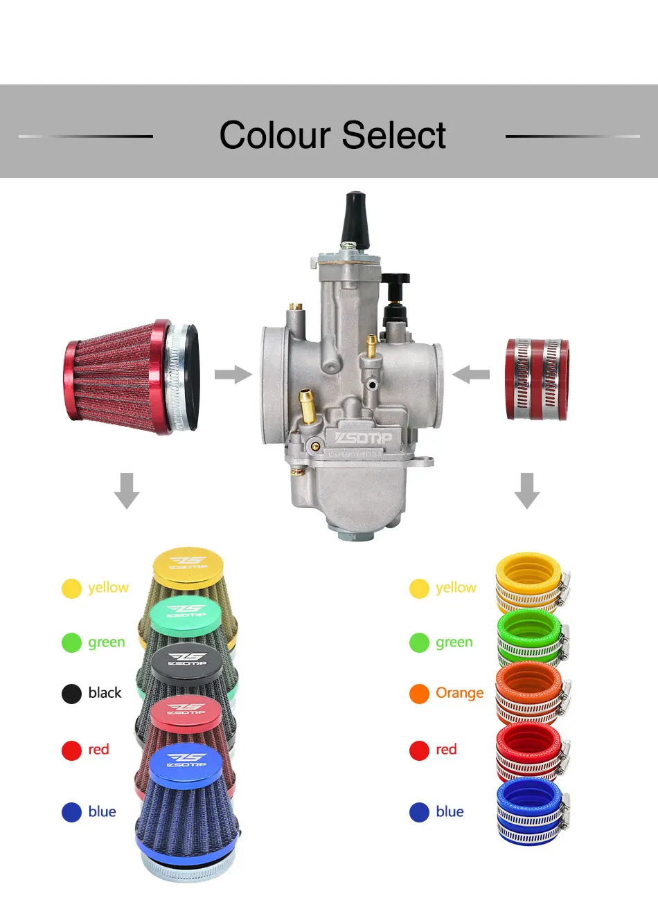 Alconstar- 21 24 26 28 30 32 34mm Keihin PWK Carburetor with Air Filter 2/4T Carb Fit Motorcycle Motocross Dit Pit Bike Moped CB