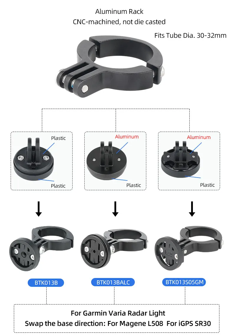 Bicycle Seat Post Rear Light Bracket for Garmin Varia Radar Rearview RTL510 515 500 Magene L508 Bryton R300L Lamp Stand
