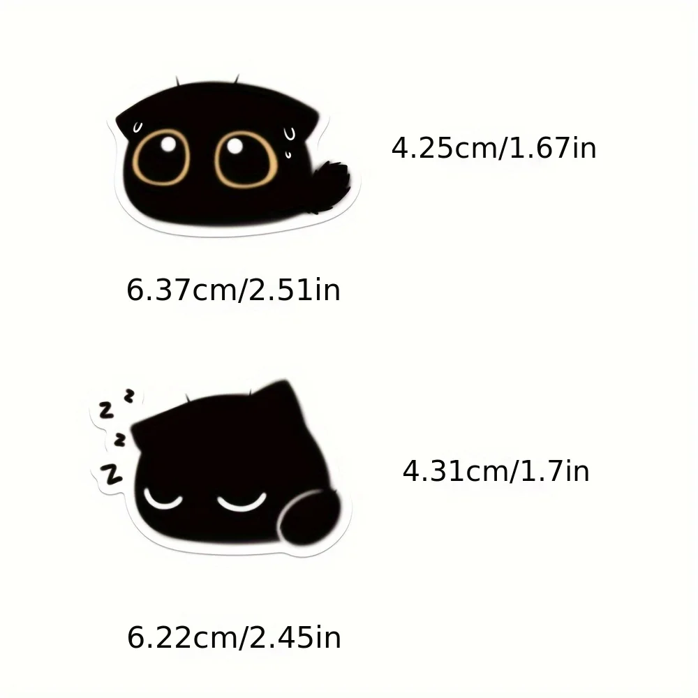 40PCS Cute Little Black Briquette Cat Stickers Waterproof Cartoon Decoration Laptop Cup Phone Suitcase Kids Gift Toy Decal