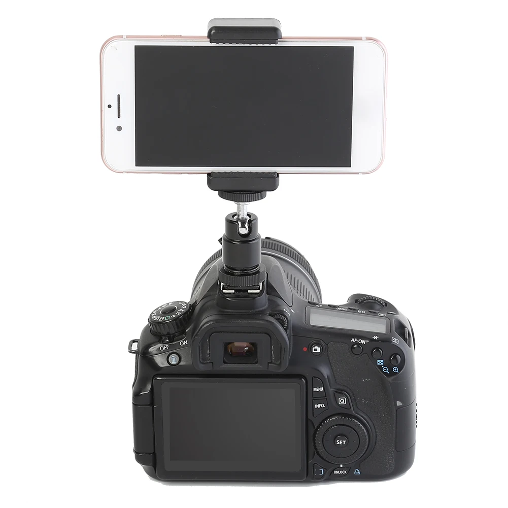 Universal Moblie Phone Clip Bracket Holder Mount 1/4 Screw Hot Shoe Phone Clip Tripod Monopod Stand for iPhone Samsung Xiaomi
