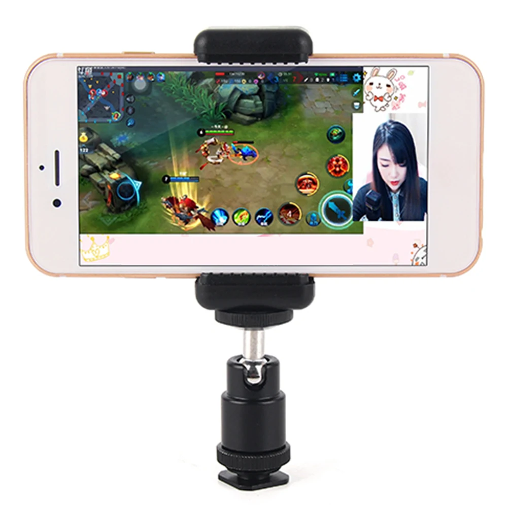 Universal Moblie Phone Clip Bracket Holder Mount 1/4 Screw Hot Shoe Phone Clip Tripod Monopod Stand for iPhone Samsung Xiaomi