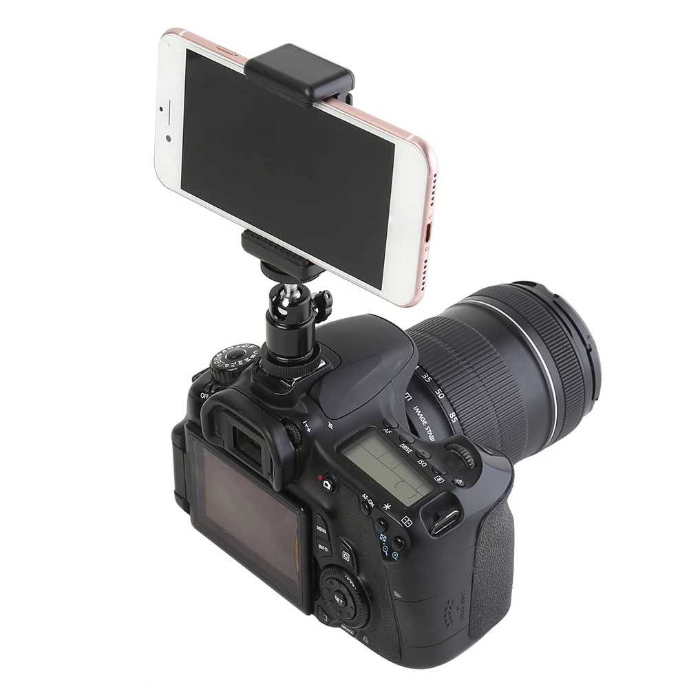 Universal Moblie Phone Clip Bracket Holder Mount 1/4 Screw Hot Shoe Phone Clip Tripod Monopod Stand for iPhone Samsung Xiaomi