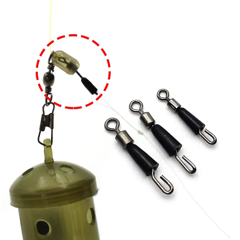 20pcs Quick-Change Feeder Swivels for Carp Fishing - Fishing Tackle Connector with Swivel Snaps, Fishing Accessories for Method