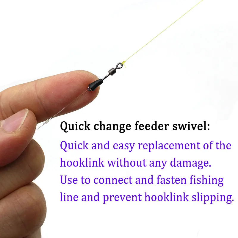 20pcs Quick-Change Feeder Swivels for Carp Fishing - Fishing Tackle Connector with Swivel Snaps, Fishing Accessories for Method