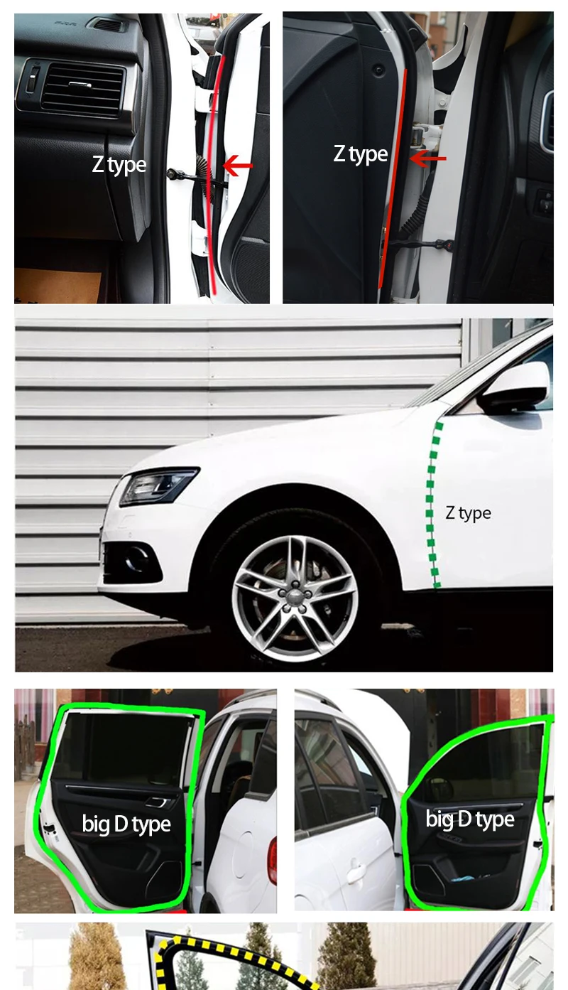 Car Door Seal Strip Auto Rubber Door Sealing Strips Car Door Protector Door Guard Noise Insulation Soundproof Z P D Type Seals