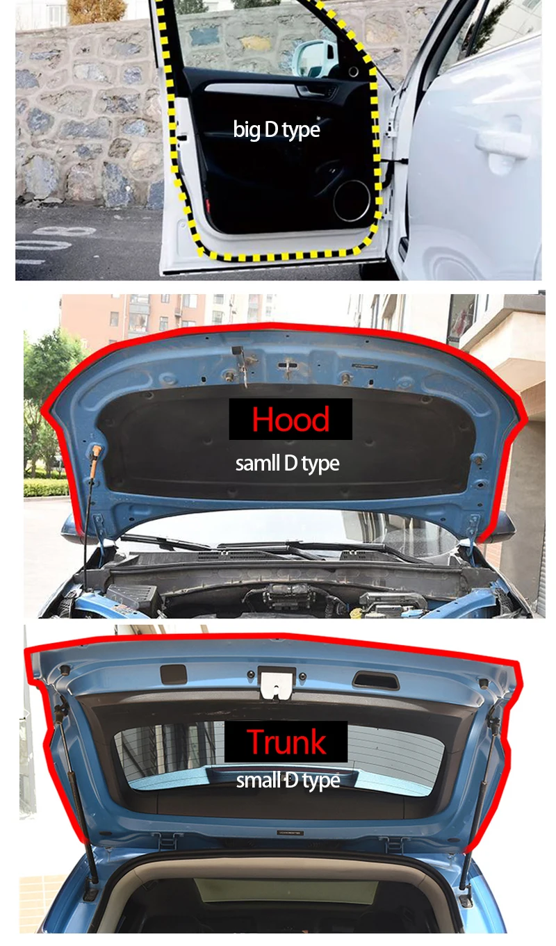 Car Door Seal Strip Auto Rubber Door Sealing Strips Car Door Protector Door Guard Noise Insulation Soundproof Z P D Type Seals