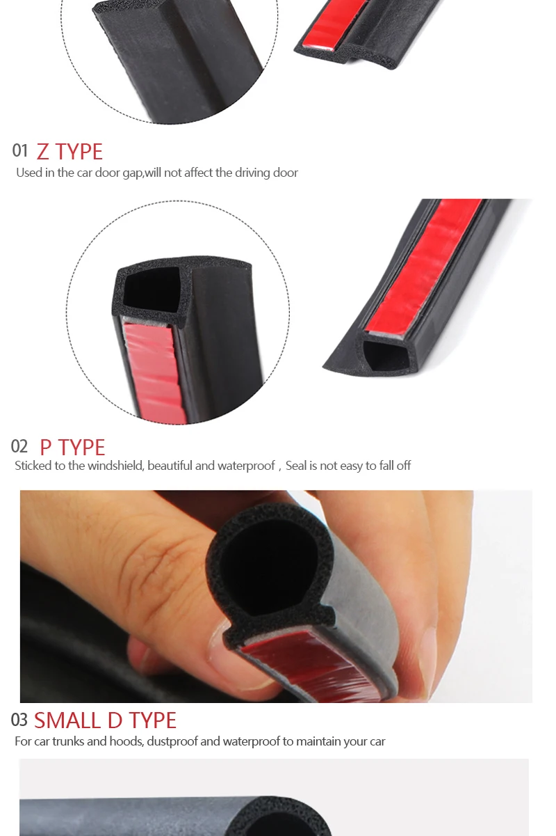 Car Door Seal Strip Auto Rubber Door Sealing Strips Car Door Protector Door Guard Noise Insulation Soundproof Z P D Type Seals