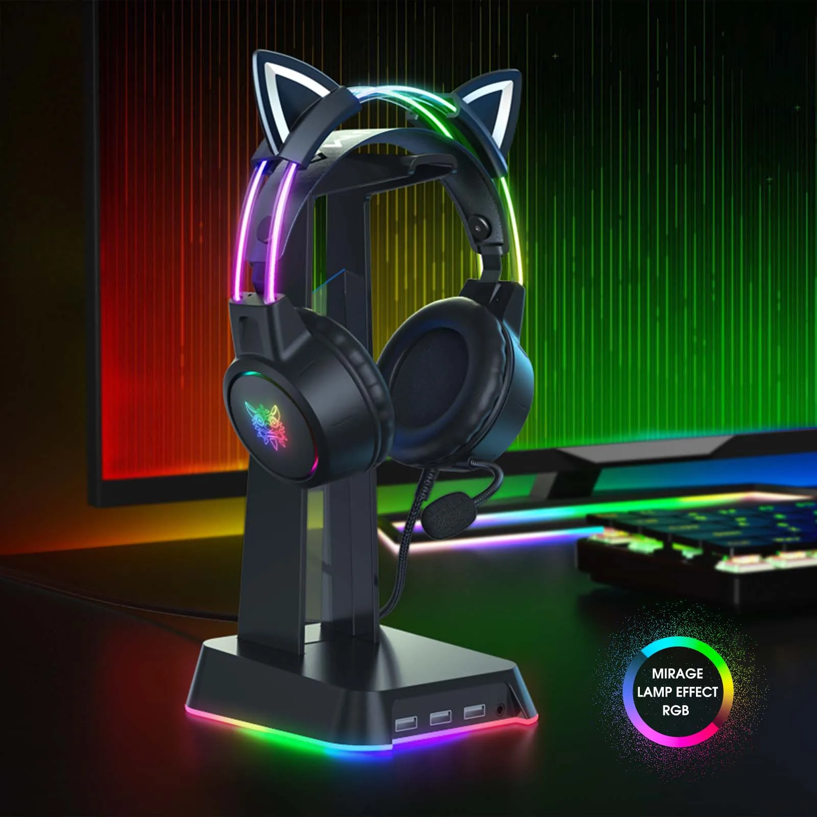 ONIKUMA X15 Pro Wired Headphones with RGB Head Beam Flexible Mic Button Control Gaming Headset Gamer for Compute PC