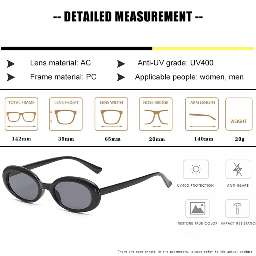 Retro Oval Sunglasses Small Frame Sunglasses For Women Men Jelly Color Gothic Glasses UV400 Fashion Shades Oval Mirror 2026 New