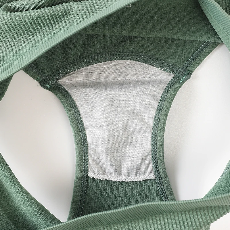 Women Seamless Bra And Panties Set U-Back Bralette Top Comfort Breathable Briefs Ribbed Sexy Lingerie Sports Underwear Set