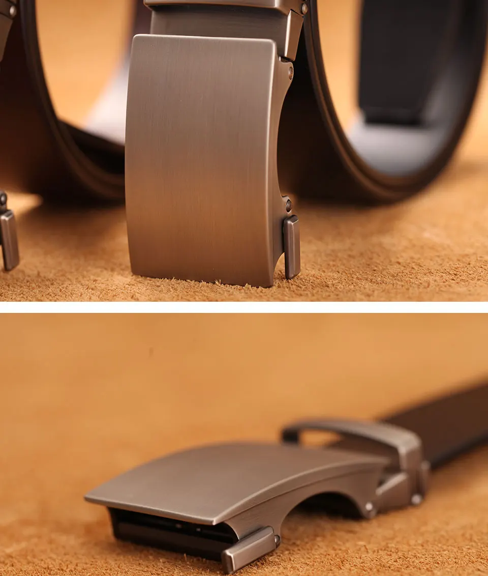 Genuine Cow Leather Automatic Belt For Men Formal Automatic Buckle Belt Genuine Leather Mens Business Strap