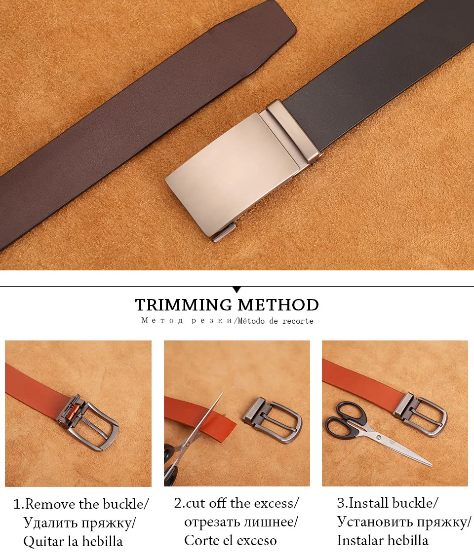 Genuine Cow Leather Automatic Belt For Men Formal Automatic Buckle Belt Genuine Leather Mens Business Strap