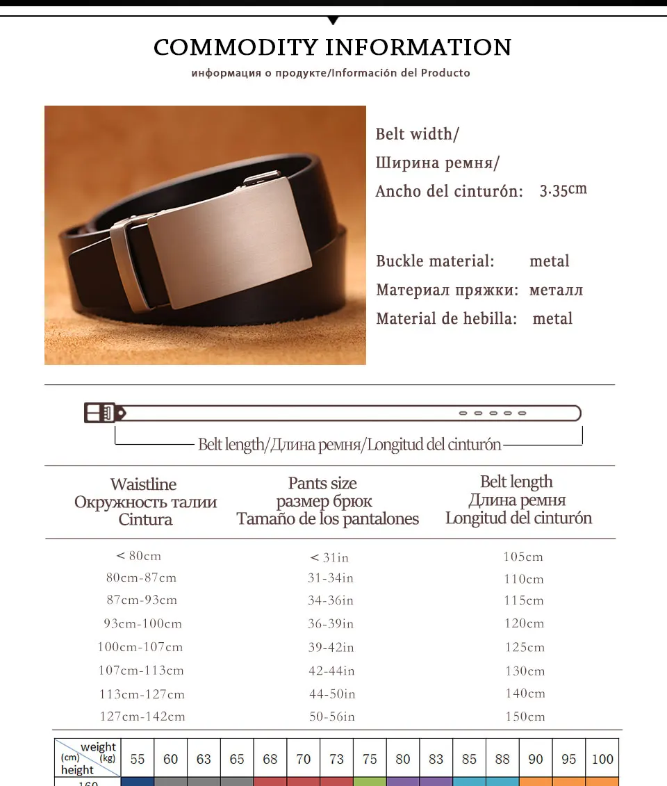 Genuine Cow Leather Automatic Belt For Men Formal Automatic Buckle Belt Genuine Leather Mens Business Strap