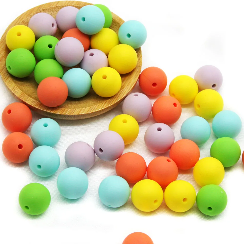 Cute-Idea 20pcs Silicone Beads 9mm Round Pearl Food Grade BPA Free DIY Pacifier Clip Chain Jewelry Baby Teething Rodent Beads