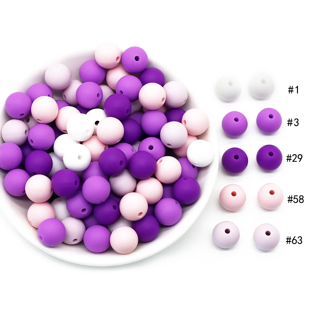 Cute-Idea 20pcs Silicone Beads 9mm Round Pearl Food Grade BPA Free DIY Pacifier Clip Chain Jewelry Baby Teething Rodent Beads