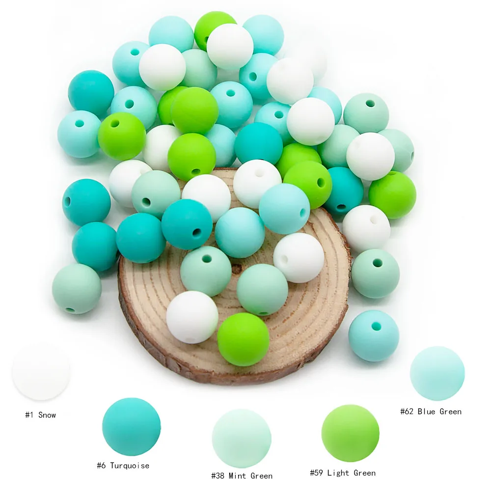 Cute-Idea 20pcs Silicone Beads 9mm Round Pearl Food Grade BPA Free DIY Pacifier Clip Chain Jewelry Baby Teething Rodent Beads